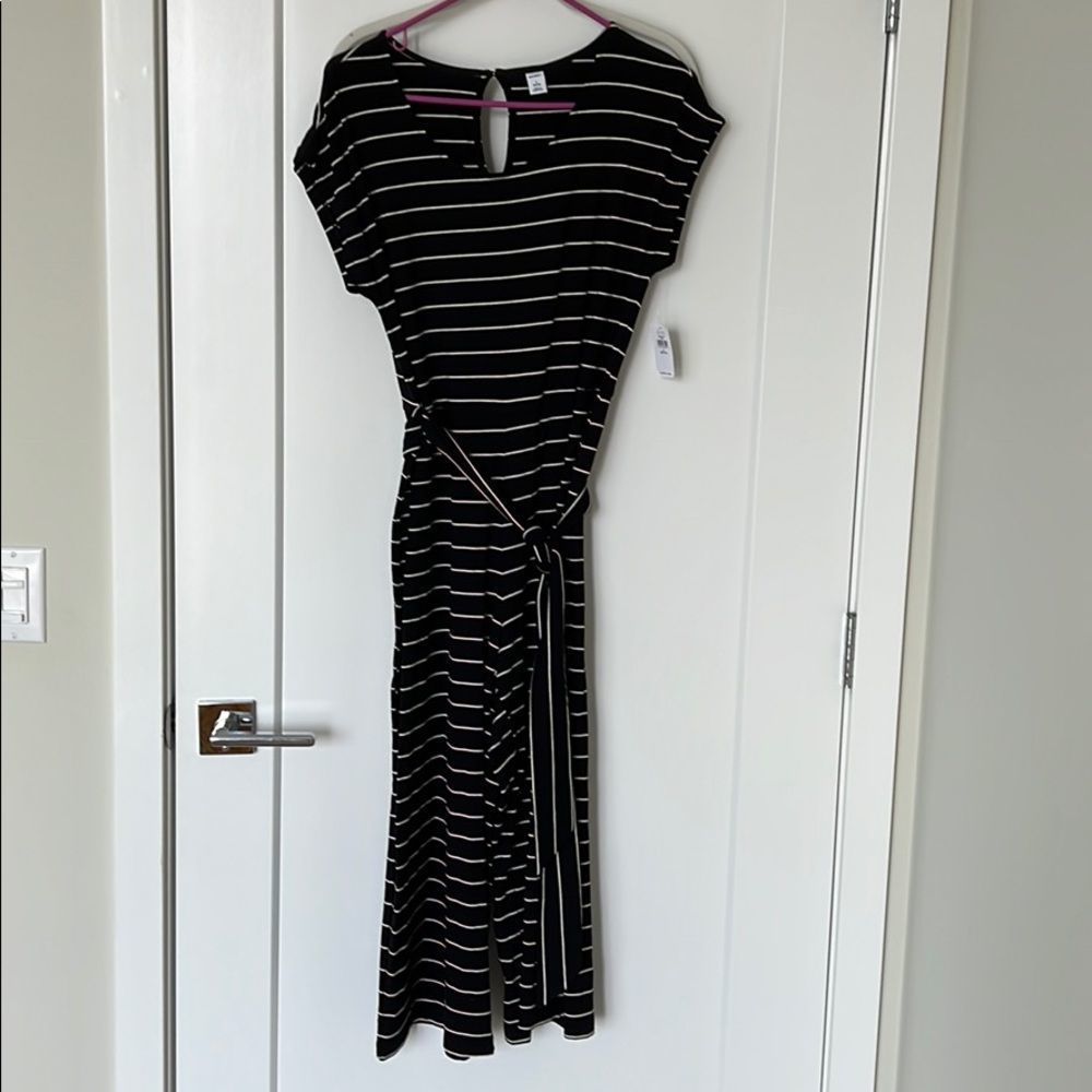 Old Navy Black Striped Jumpsuit Small Petite NWT